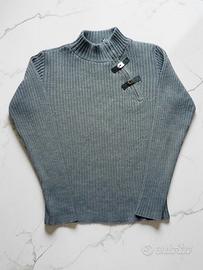 Maglione Grigio a Coste con Zip – Taglia M