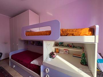 Cameretta completa bambini ragazze letto armadio