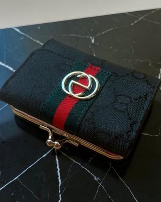 Portafoglio Gucci Vintage compatto nero GG