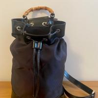 Borsa Gucci nera manico in bambù