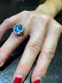 Anello oro bianco e acquamarina diamanti