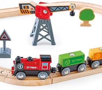 Hape Pista con trenino a batteria e gru