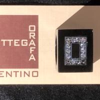 Anello in onice nero argemto e zirconi