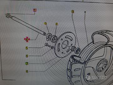 Perno ruota anteriore piaggio scooter 50cc