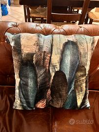 Cuscino verde azzurro nero grigio a foglia