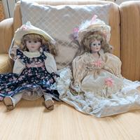 2 bambole in porcellana da collezione