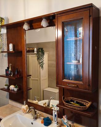 Specchiera bagno legno massello in arte povera