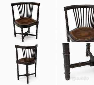 Sedia antica in legno e velluto