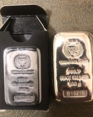 LINGOTTO GERMANIA MINT 100g ARGENTO PURO 999 NUOVO