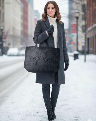 Borsa shopper nera capiente
