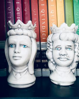 Teste di moro in ceramica siciliana, re e regina v
