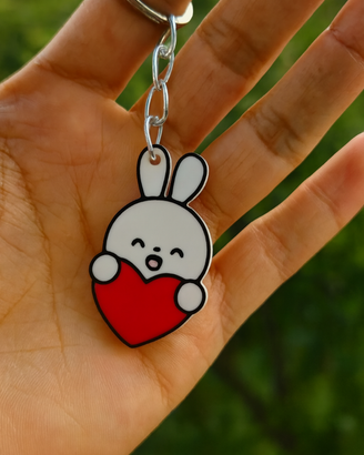 Portachiavi San valentino "Coniglietto con cuore"