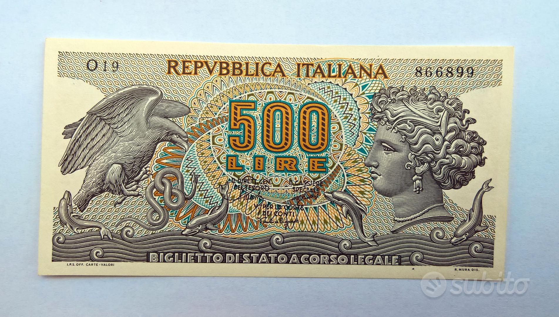 Banconota 500 LIRE Aretusa 1' tipo anno 1967 FDS Collezionismo In