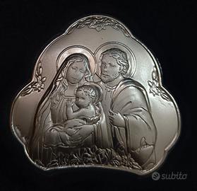 icona piccola di sacra famiglia. in argento