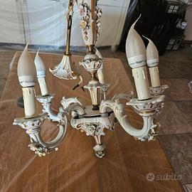 lampadario di ceramica capodimonte 