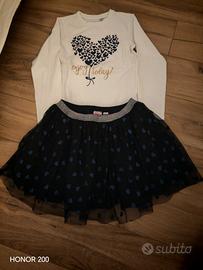  Gonna nera tulle e t-shirt bianca Chicco  tg 8 