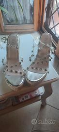Sandali donna con zeppa e strass