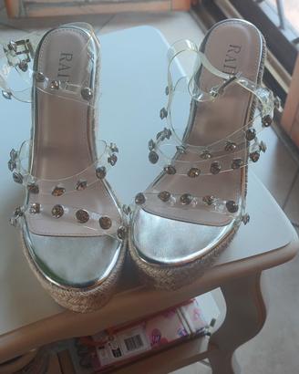 Sandali donna con zeppa e strass