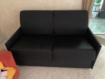 Divano letto 2 posti in velluto nero - come nuovo