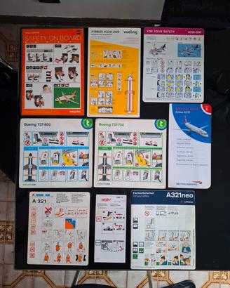 9 safety cards instructions varie compagnie aeree 