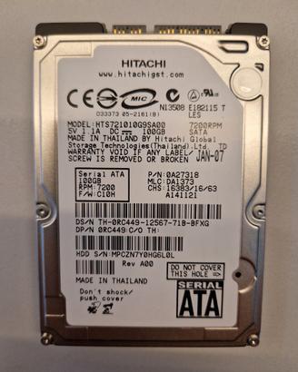 Hard disk Hitachi 100 Gb per portatile 2.5 pollici