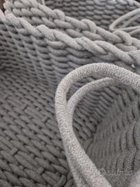 Cestini rettangolari in cotone grigio