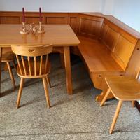 Panca angolare in rovere massello stile country