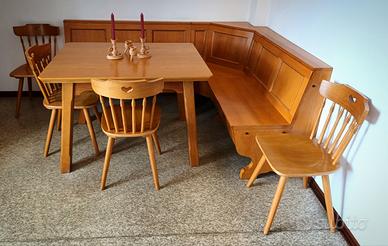 Panca angolare in rovere massello stile country