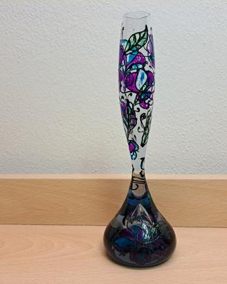 Piccolo vaso di vetro dipinto a mano