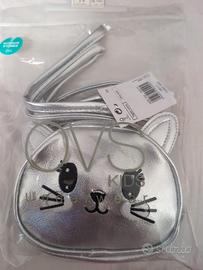 borsetta gattino argentata bimba 