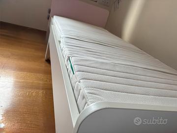 Letto singolo IKEA SLÄKT bianco e rosa allungabile