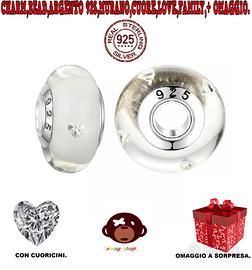 Charm Argento S925 vetro murano cuore brads