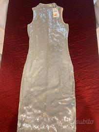 Vestito paillettes argento