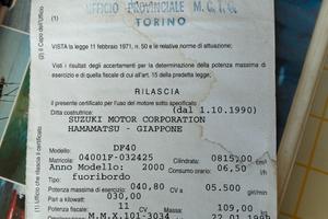 Fuoribordo suzuki 40 cv cilindrata 815