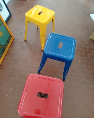 set 3 sgabelli in ferro stile industriale