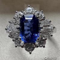 ANELLO ORO18kt. DIAMANTI E ZAFFIRO ROYAL BLU BURMA