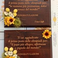 quadro Legno  auguri festa papà e mamma