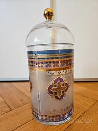 Contenitore in vetro smaltato dorato