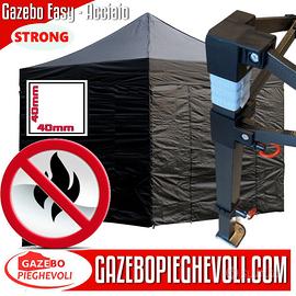 Gazebo 3x3 nero pieghevole ignifugo antifiamma