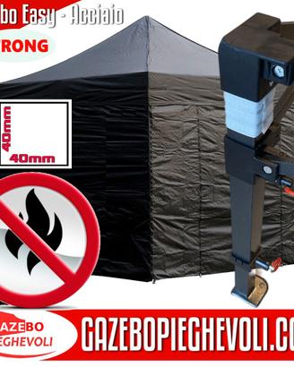Gazebo 3x3 nero pieghevole ignifugo antifiamma