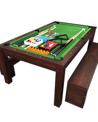 Tavolo biliardo diventa tavolo Rich Green+Panche