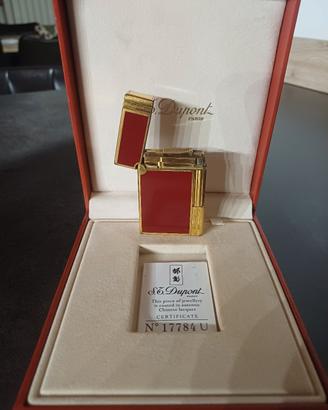 Accendino S.T. Dupont ligne 2 oro e lacca rossa