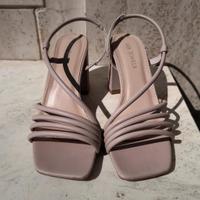 Sandali tacco 8 cm punta squadrata color nude n.37