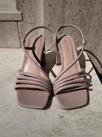 Sandali tacco 8 cm punta squadrata color nude n.37