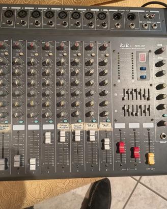 Impianto Audio - Mixer   K&K 8 Ch + Casse + Cavi