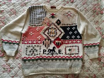 Maglione donna in cotone ricamato a mano taglia 46