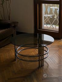 Tavolino bauhaus tubolare acciaio vetro design