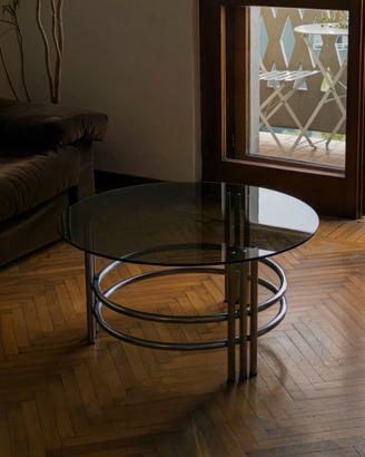 Tavolino bauhaus tubolare acciaio vetro design