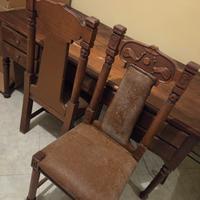 Scrittoio+Sedie a trono in mogano e intagli Egitto