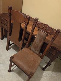 Scrittoio+Sedie a trono in mogano e intagli Egitto